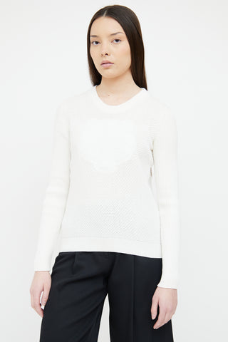 Kenzo White Knit Logo Long Sleeve Top