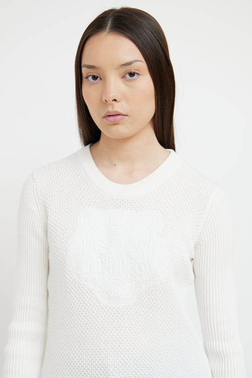 Kenzo White Knit Logo Long Sleeve Top