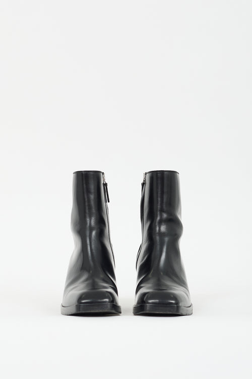 Khaite Black Leather Hooper Ankle Boot