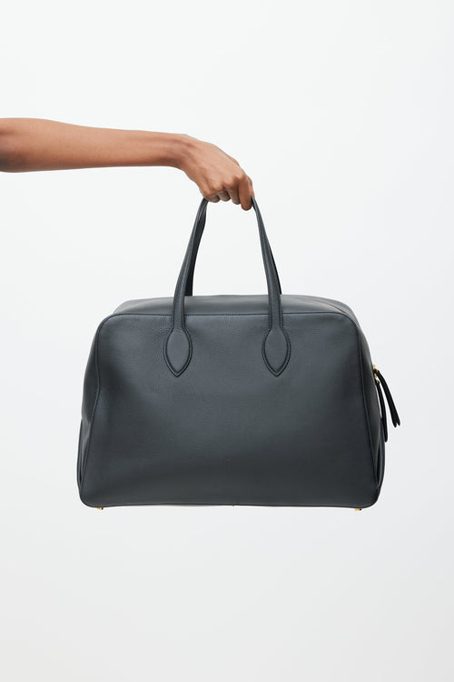 Khaite Black Pebbled Leather Large Maeve Weekender Bag