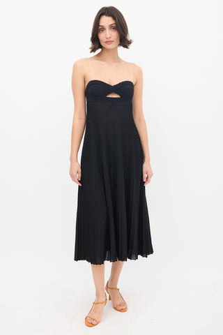 Khaite Black Ribbed Knit Annika Midi Dress