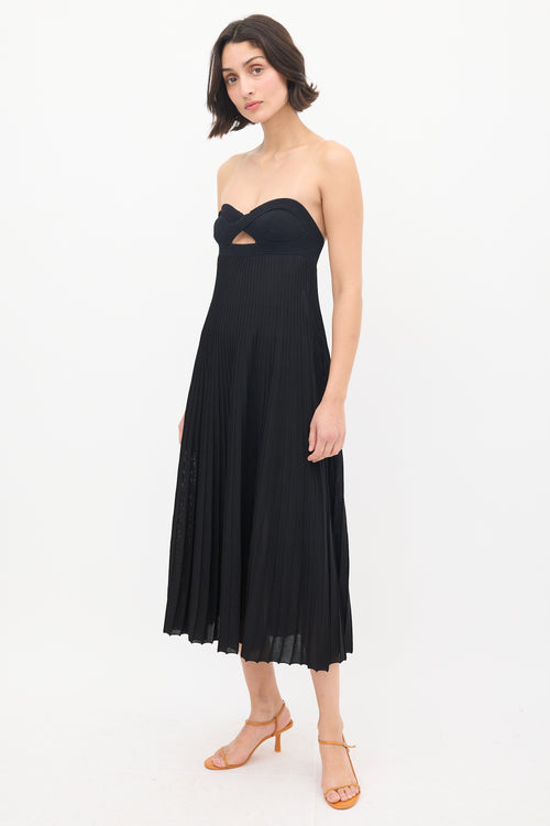 Khaite Black Ribbed Knit Annika Midi Dress