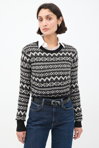 Khaite Black & White Cashemere Geometric Aroon Sweater