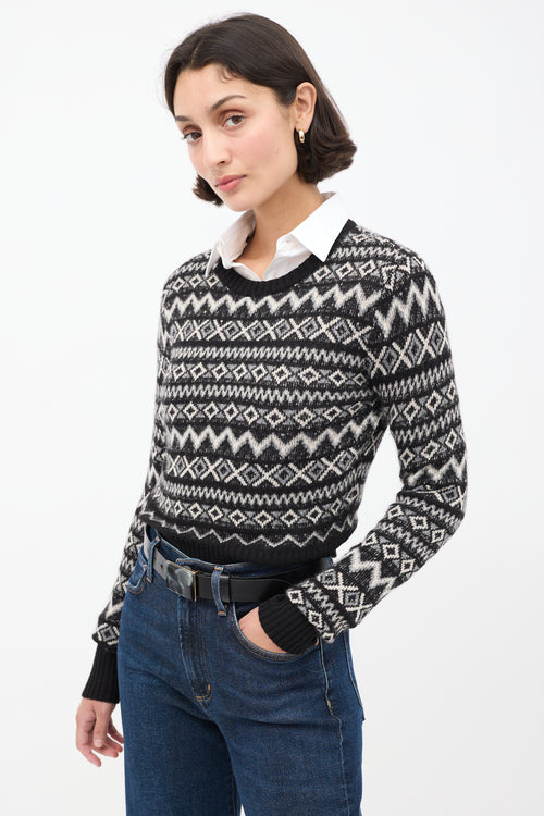 Khaite Black & White Cashemere Geometric Aroon Sweater