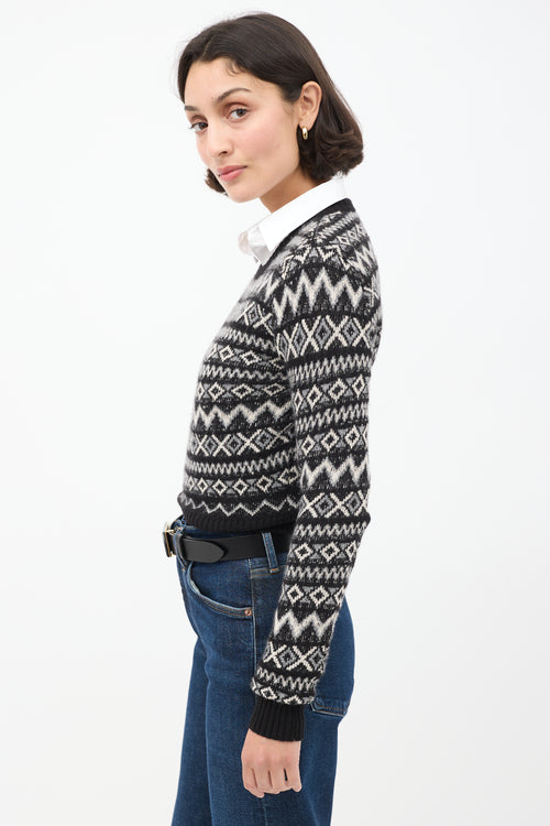 Khaite Black & White Cashemere Geometric Aroon Sweater