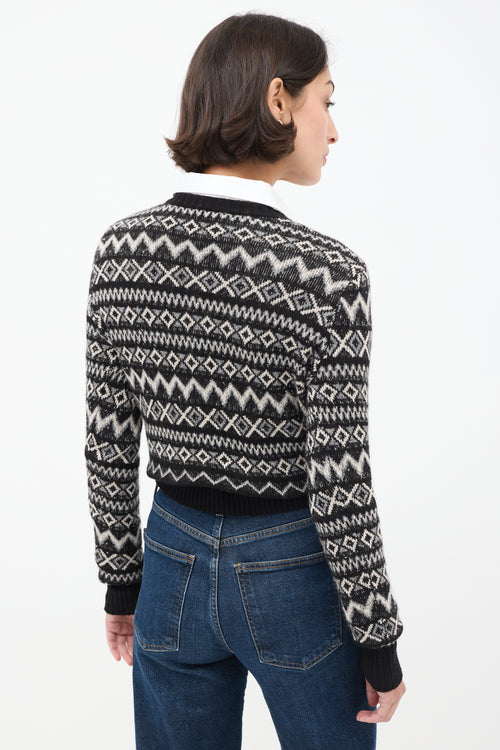 Khaite Black & White Cashemere Geometric Aroon Sweater