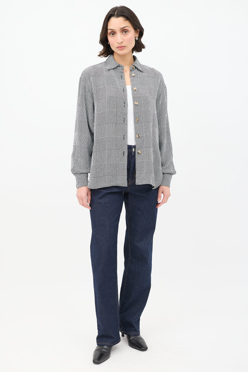 Khaite Black & White Knit Check Shirt