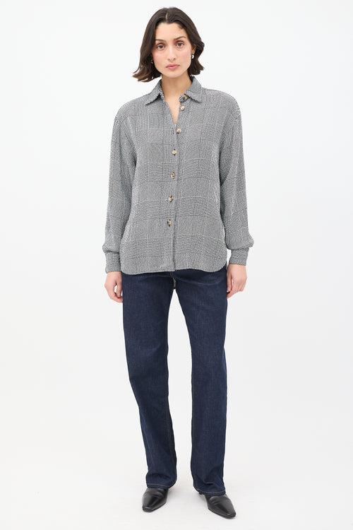 Khaite Black & White Knit Check Shirt