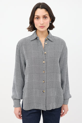 Khaite Black & White Knit Check Shirt