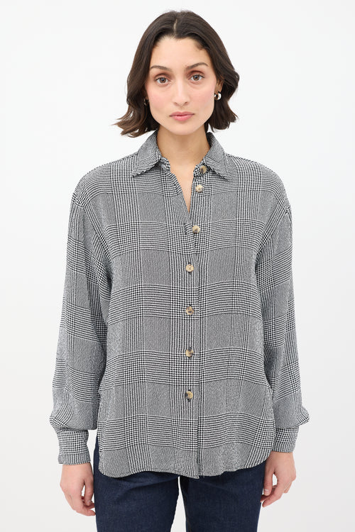 Khaite Black & White Knit Check Shirt