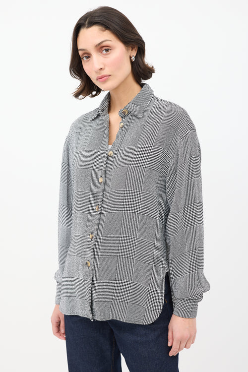 Khaite Black & White Knit Check Shirt