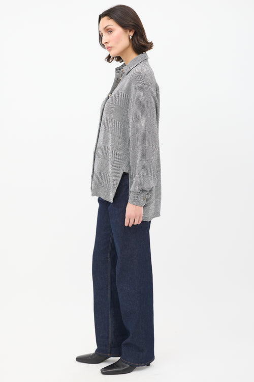 Khaite Black & White Knit Check Shirt