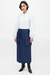 Khaite Blue Band Collar Shirt
