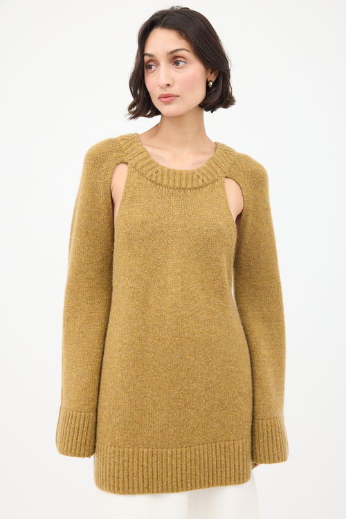 Khaite Brown Cashmere Liz Cutout Sweater