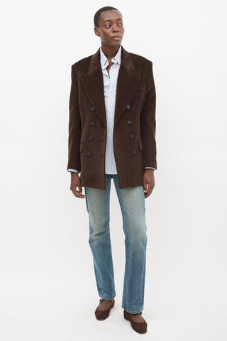 Khaite Brown Corduroy Double Breasted Blazer