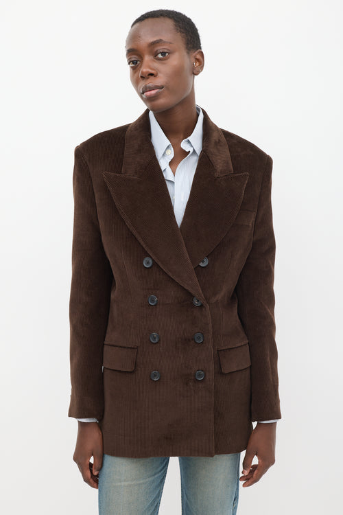 Khaite Brown Corduroy Double Breasted Blazer