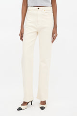 Khaite Cream Danielle Straight Leg Jeans
