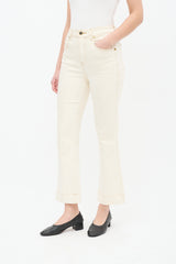 Khaite Cream Fiona Cropped Straight Leg Jeans