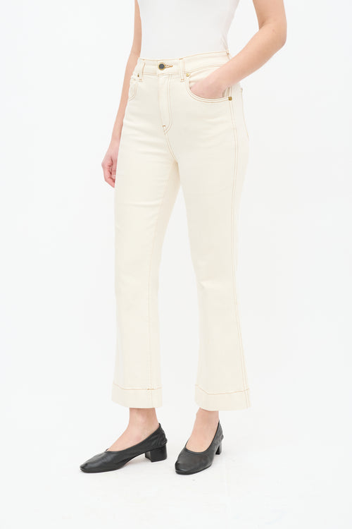 Khaite Cream Fiona Cropped Straight Leg Jeans