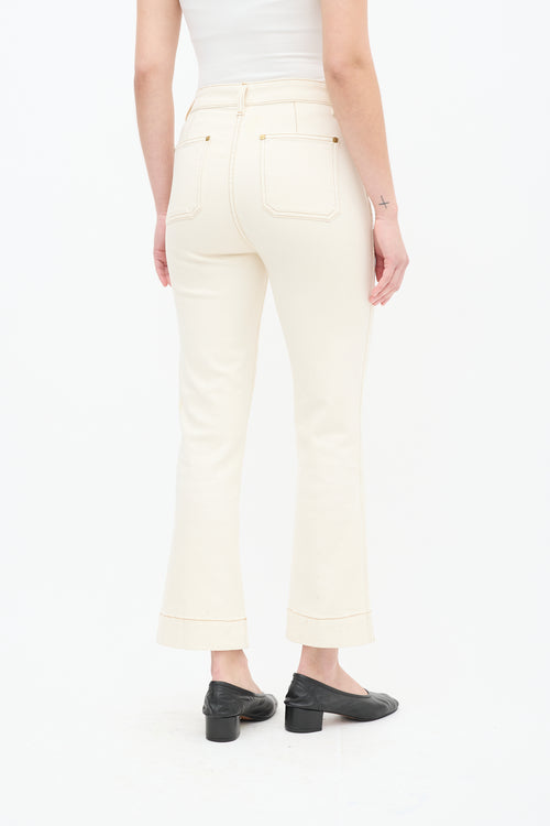 Khaite Cream Fiona Cropped Straight Leg Jeans