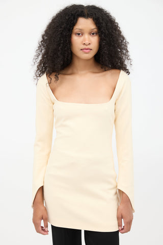 Khaite Cream Square Neck Mini Dress