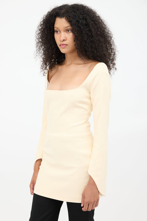 Khaite Cream Square Neck Mini Dress