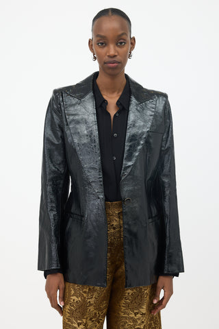 Khaite Crinkled Leather Blondie Blazer