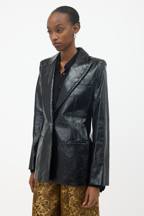 Khaite Crinkled Leather Blondie Blazer