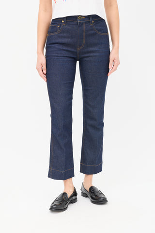 Khaite Raw Denim Fiona Cropped Straight Leg Jeans