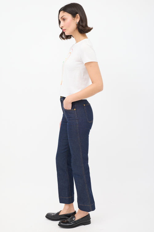 Khaite Raw Denim Fiona Cropped Straight Leg Jeans