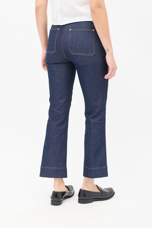 Khaite Raw Denim Fiona Cropped Straight Leg Jeans