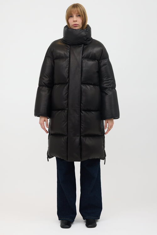 Khaite Leather Down Leo Puffer Coat
