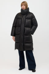Khaite Leather Down Leo Puffer Coat