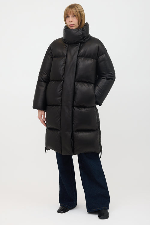 Khaite Leather Down Leo Puffer Coat