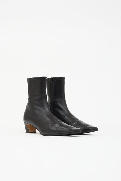 Khaite Leather Nevada Ankle Boot