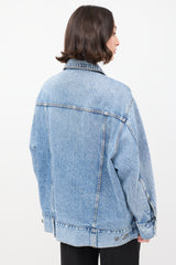 Khaite Light Wash Grizzo Long Denim Jacket