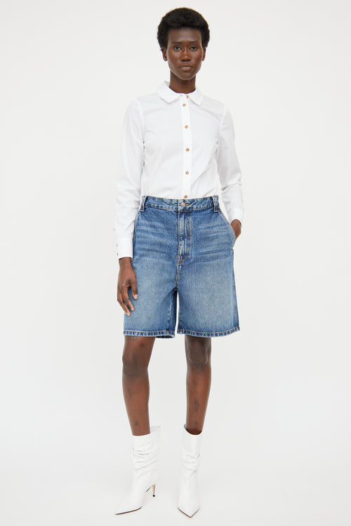 Khaite Medium Wash Nia Jean Shorts