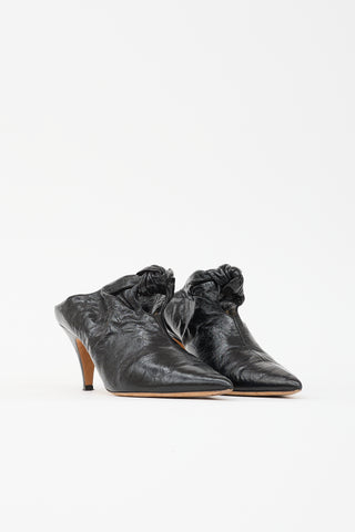Khaite Patent Crinkle Leather Mule