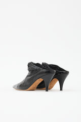 Khaite Patent Crinkle Leather Mule