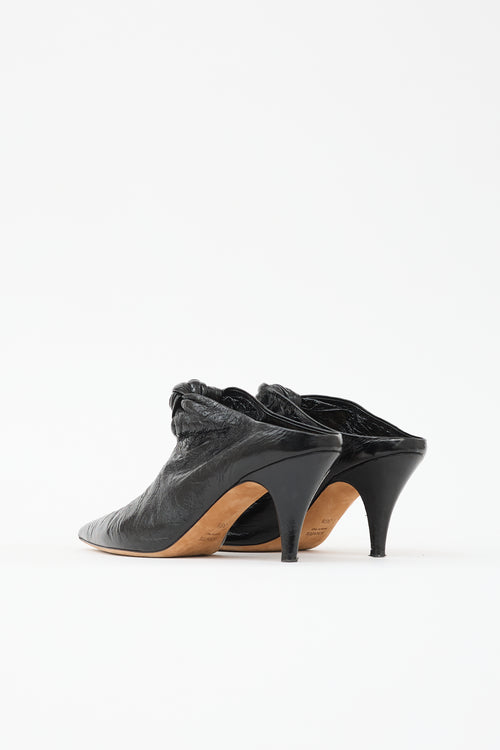 Khaite Patent Crinkle Leather Mule