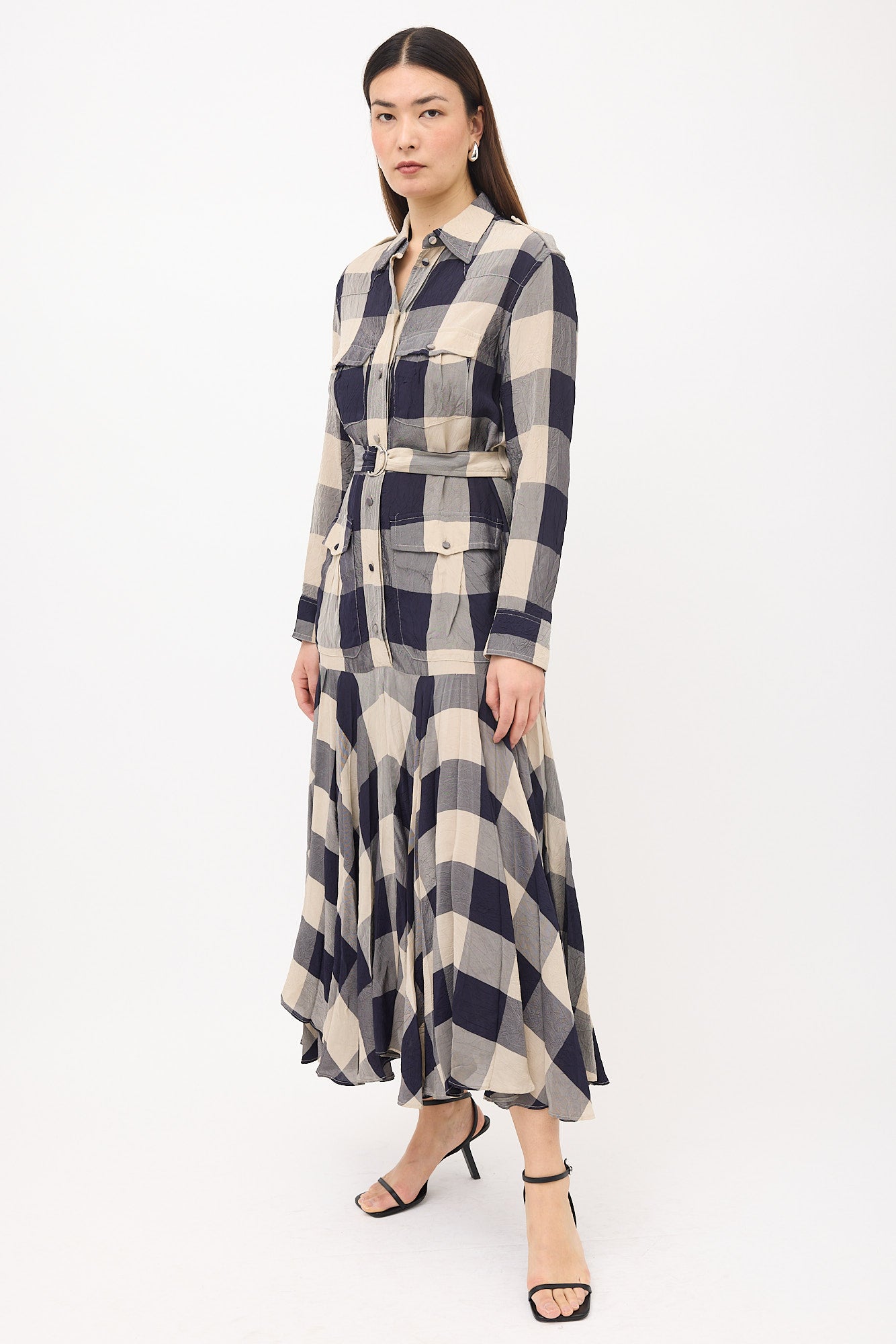 khaite shirt dress KHAITE Effy Dress in Natural - Prints/Patterns Designer Dress