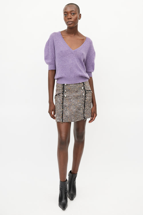 Khaite Purple Cashmere V-Neck Sweater