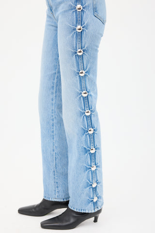 Khaite Light Wash Studded Danielle Straight Leg Jeans