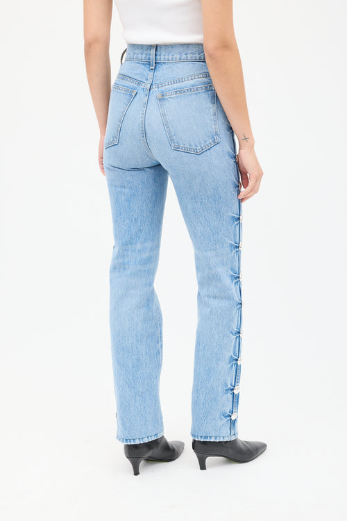 Khaite Light Wash Studded Danielle Straight Leg Jeans