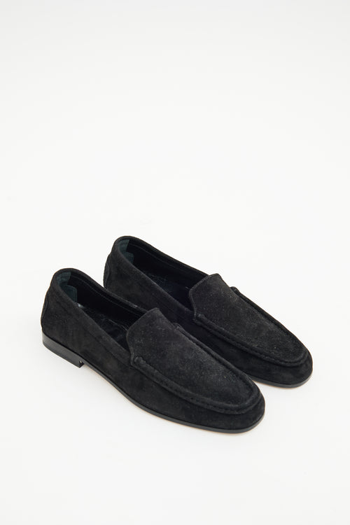 Khaite New Soft Black Suede Loafer
