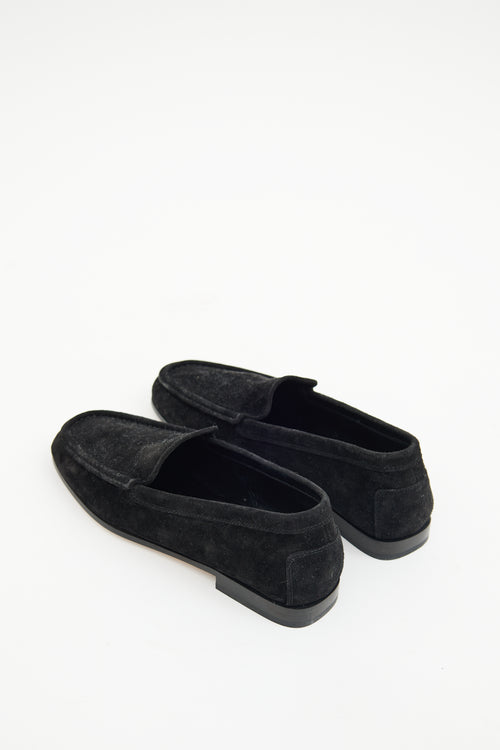 Khaite New Soft Black Suede Loafer