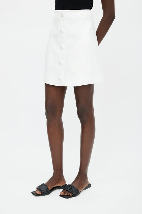 Khaite White Sam A-Line Buttoned Skirt