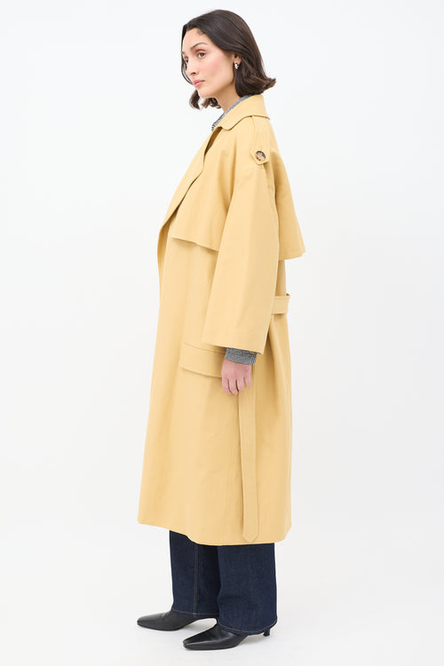 Khaite Yellow Cotton Open Front  Trench Coat