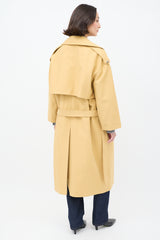 Khaite Yellow Cotton Open Front  Trench Coat