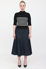 Khaite Ribbed Striped Mock Neck Top